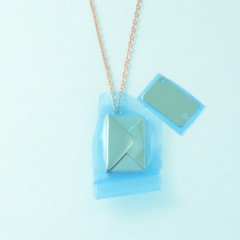 Trendy Minimalist Stainless Steel Envelope Pendant Necklace - Love Letter Valentine's Gift