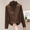 Womens Sweaters Fall Long Sleeve Ribbed Knit Pullover Loose Mock Neck Lightweight Casual Sweater Tops