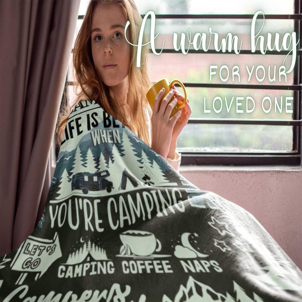 Camping Series Green Tree Printed Blanket Men'S And Women'S Four Seasons Available Soft Blanket Flannel Blanket