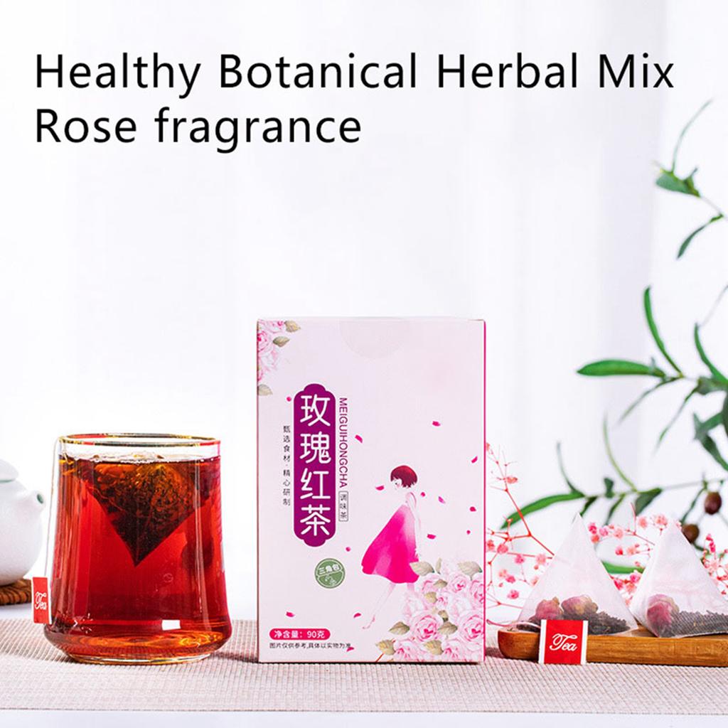 Rosen Schwarztee 30 Dreieckbeutel Kochendes Wasser Aufguss Tragbar Blütentee für Frauen Mädchen