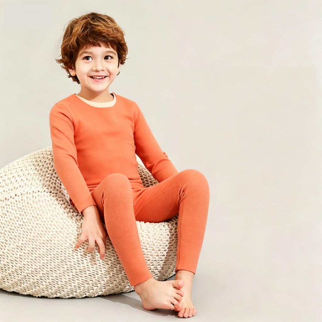 Women's Winter Thermal Pajama Set with Long Sleeve Top and Pants for Cold