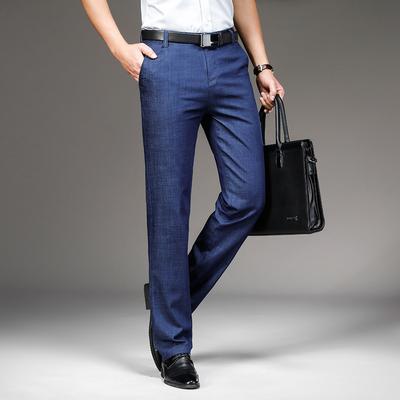 Zomer ultradunne heren stretchjeans heren losse rechte buis business casual broek