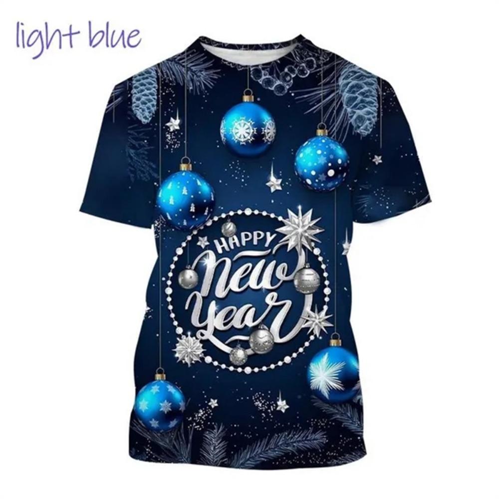 Happy New Year! Hot Selling Men And Women 3D Printed T-Shirt Short Sleeve Fashion Casual Christmas Art T-Shirt Unisex Tops Tees