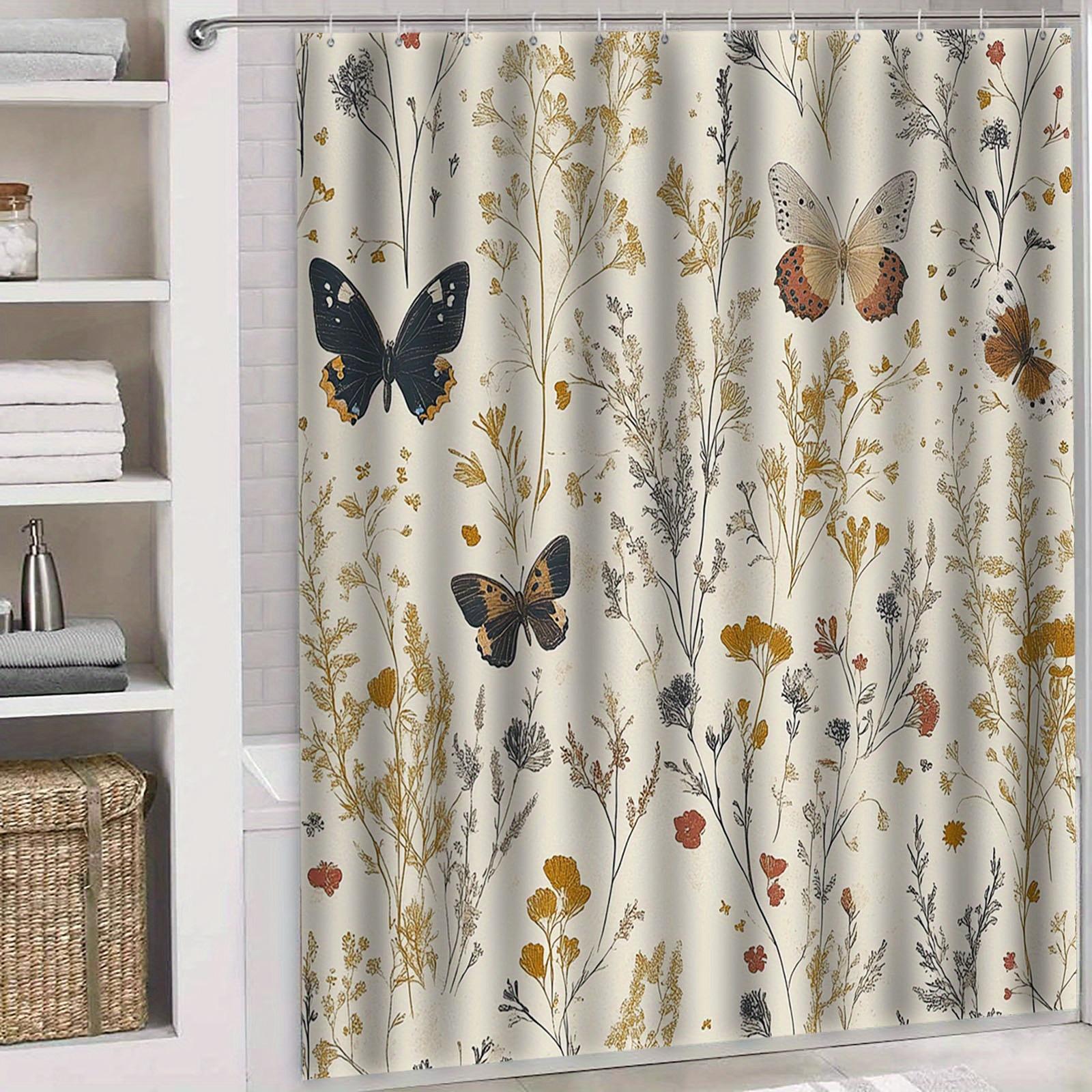 

1 Piece Vintage Floral Shower Curtain, Earth Tone Forest Theme Botanical Design For Bathroom Decor, Fits Most Tubs And Showers W60H190(CM)-1 Pcs
