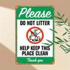 Vintage Metal Sign No Litter Please X Inch Rustic Wall Art for Bar Pub Man Cave Garage