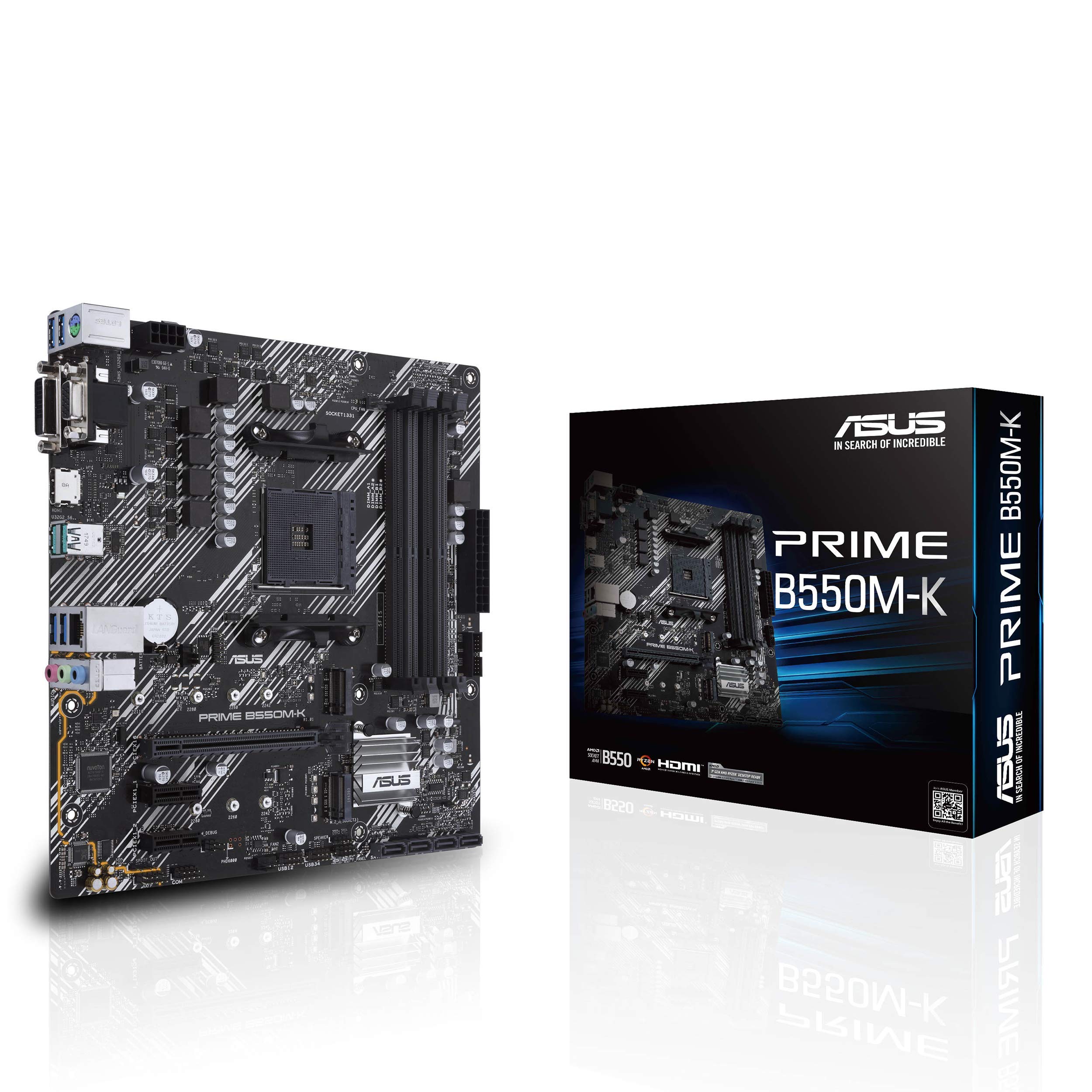 

Материнська плата ASUS AMD B550, сумісна з AM4, PRIME B550M-K [MicroATX]
