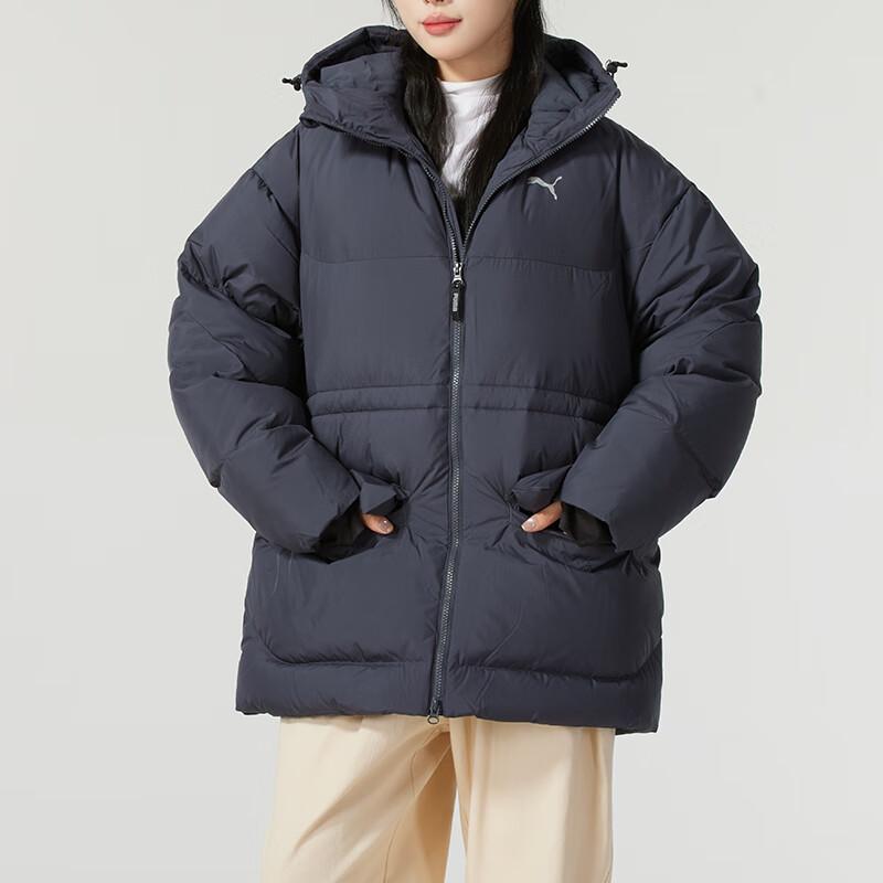 Puma Solid Color Warm Windproof Hooded Down Jacket Women Outerwear Black 629740-69