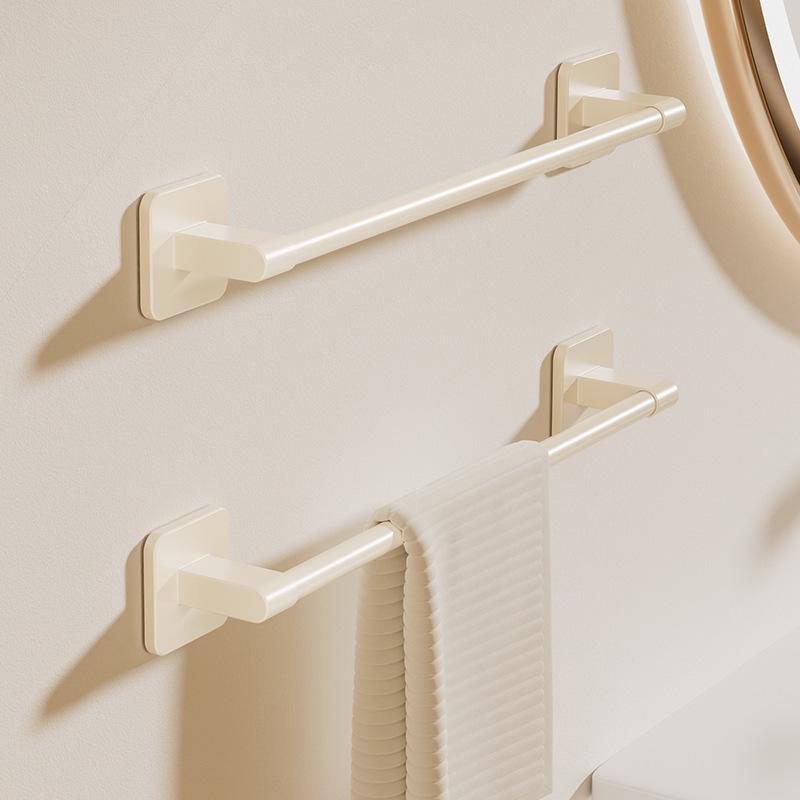 Cream Style No-Drill Suction Cup Towel Rack, Bathroom & Toilet Towel Storage, Single Rod Towel Bar