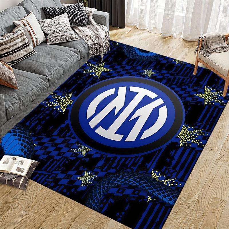 Inter Milan Printed Carpet, Home Sofa Decoration for Living Room & Bedroom, Non‑Slip Play Flannel Floor Mat for Game Room