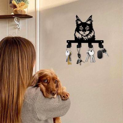 Maine Cat Key Hook Heavy Duty Metal Entryway Organizer with Holes for Easy Installation