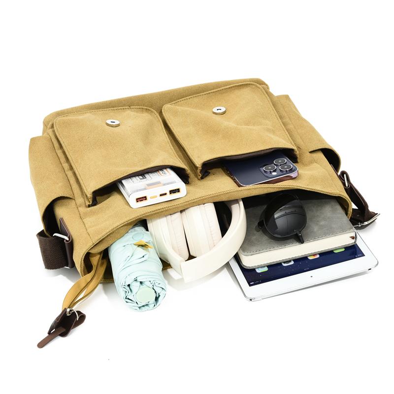 Men's Retro Canvas Messenger Bag – Casual Crossbody Sling with Adjustable Strap for Outdoor & Travel Use