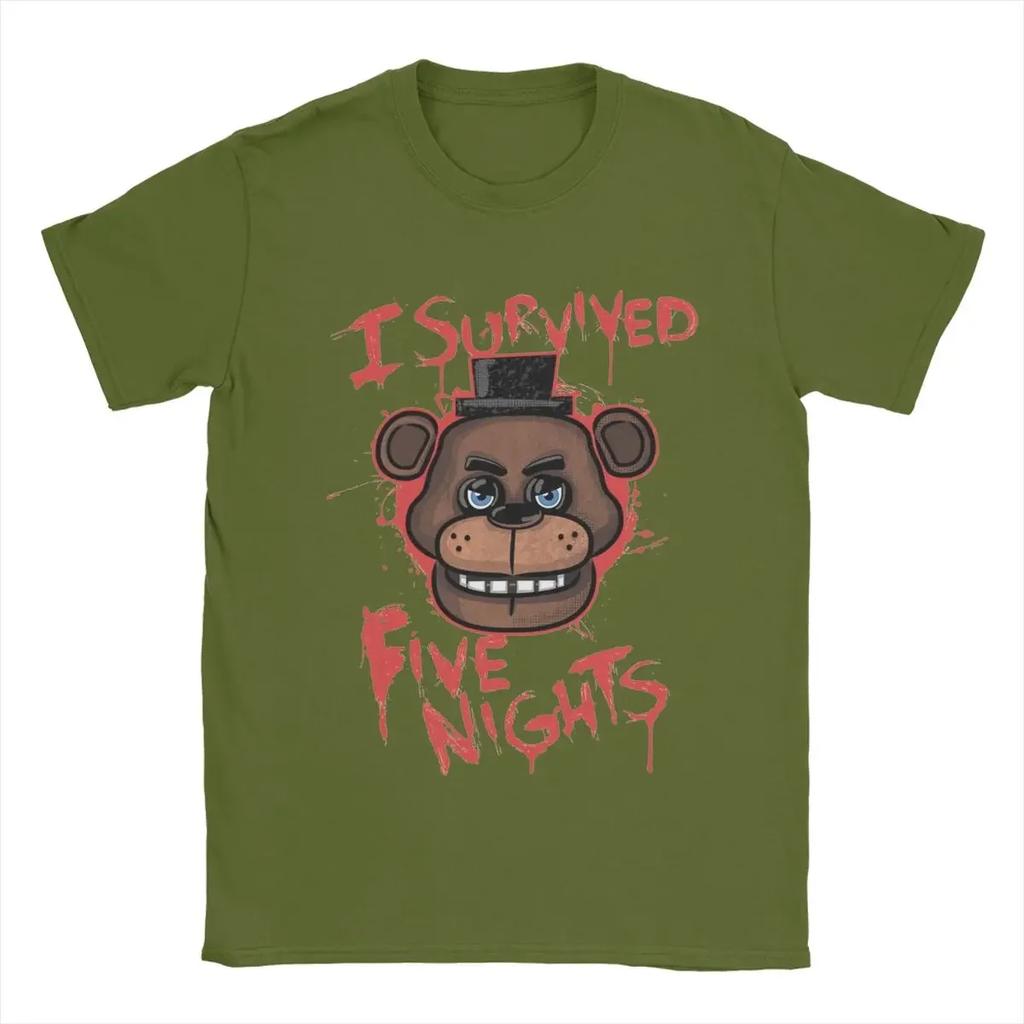 Harajuku  Five Nights T-Shirts for Men At Freddys Novelty Pure Cotton Tee Shirt Round Collar Short Sleeve Plus Size Clothes