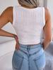 Europäisch-Amerikanischer Stil Sexy Ausgeschnitten Ärmellos Schlank Geschnitten Crop Top Strickware für Damen