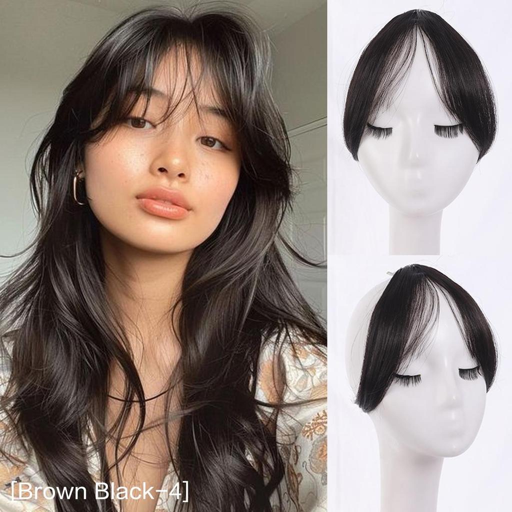 Black Blonde Red Grey Women's Synthetic Middle-Part Bangs Wig Natural Eight Side Bangs 5 Inch Black Brown Daily Wear Natural Fluffy