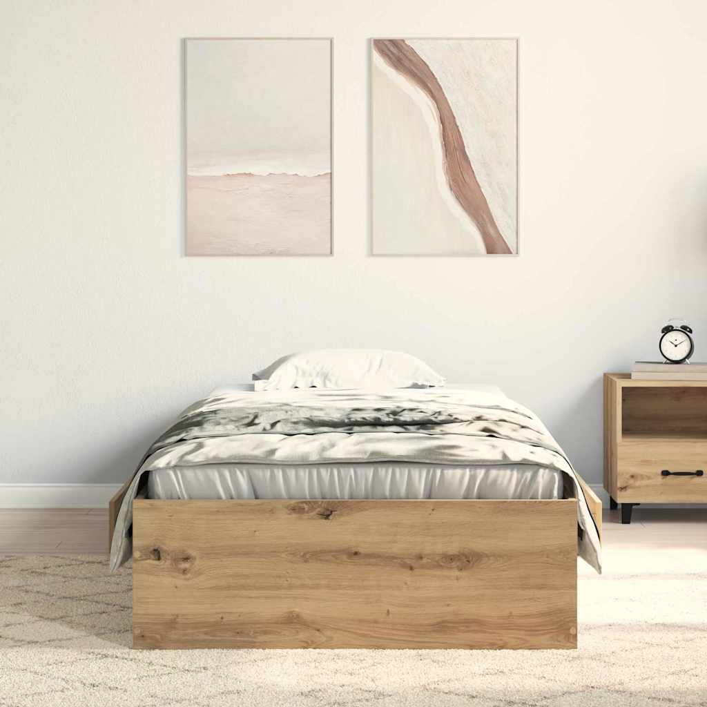 Artisan Oak Storage Bed Frame 90 x 190 cm Particleboard