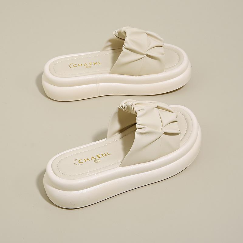 One-word Slippers Women's Beach Wear Fashion Casual Platform Slippers Women's 2025 Summer New Comfortable Fairy Sandals