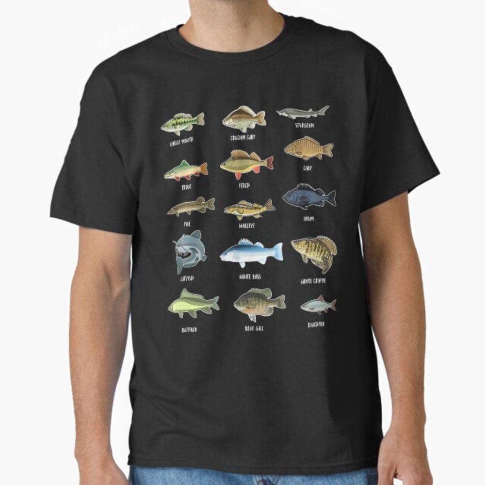 Types Of Freshwater Fish Species Fishing Fisherman Anglers T-Shirt Unisex T-Shirt S