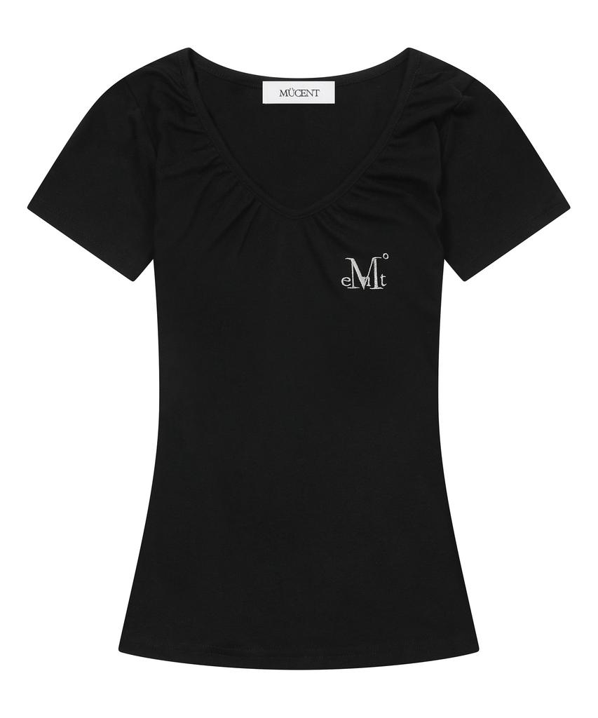 Mucent Maubert V-Neck Shirred Short Sleeve T-Shirt (4 Colors)