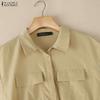 ZANZEA Women Casual Turn Down Collar Summer Short Sleeve Shirt Dress