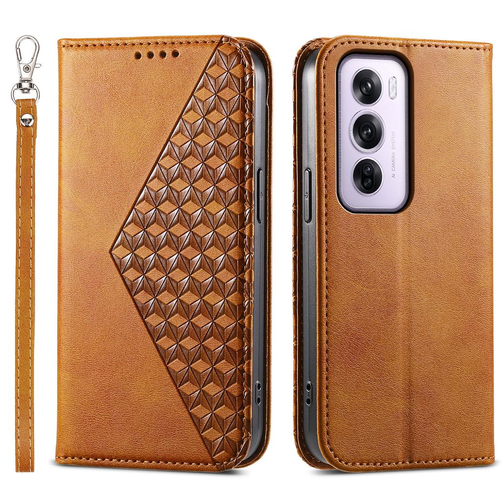 Für Oppo Reno12 Pro 5G (Global) Ständerhülle Kalbslederstruktur PU-Leder Brieftasche Handyhülle