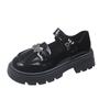 Metal Butterfly Small Leather Shoes Women's Spring and Summer Round Toe Shallow Mouth One Strap Platform Mary Jane Single Shoes