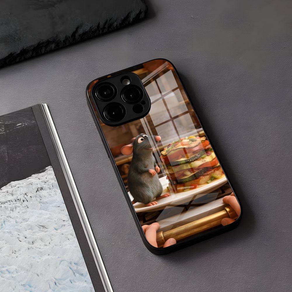 

R-Remy R-Ratatouille Phone Case For IPhone 17 Air 16 E Pro Max 15 14 13 Mini 12 Pro 11 Max Plus Black Glass Cover iPhone 16 Pro Max