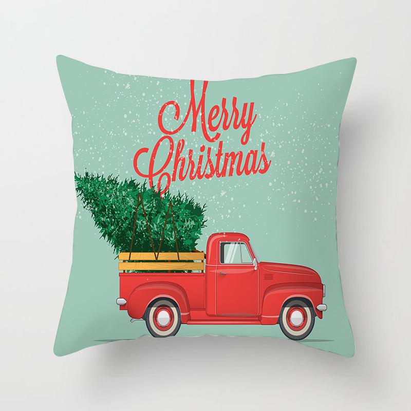 Cartoon Christmas Dog Car Pattern Pillow Case Festive Home Decoration Office Car Cushion Pillow Case