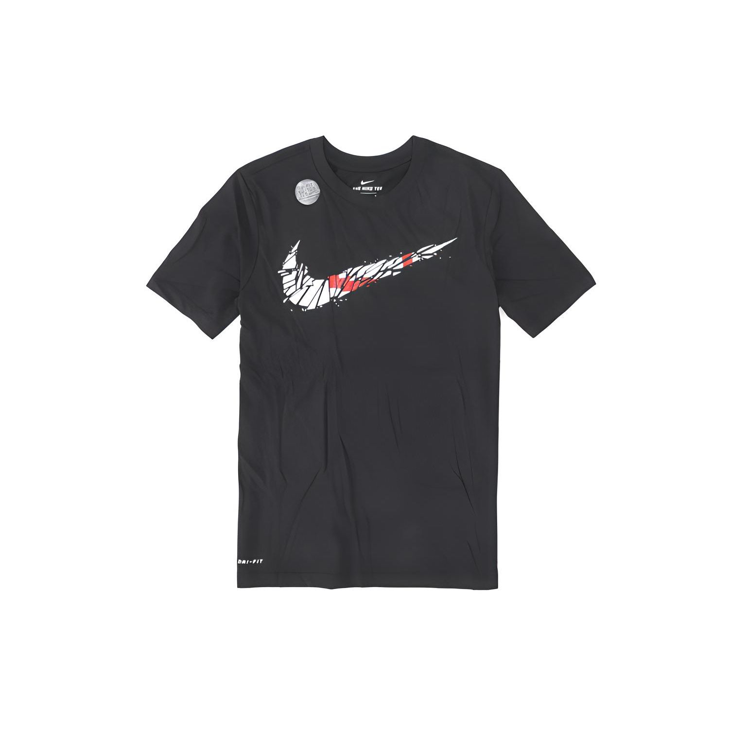 

Мужская баскетбольная футболка с короткими рукавами Nike Dri-Fit Big Swoosh, черная BQ3658-010 M