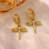 Vintage Dragonfly Shiny Drop Earrings Women Stylish Unique Dangle Earrings Chic Fun Party Banquet Daily Wear Jewelry Accessories