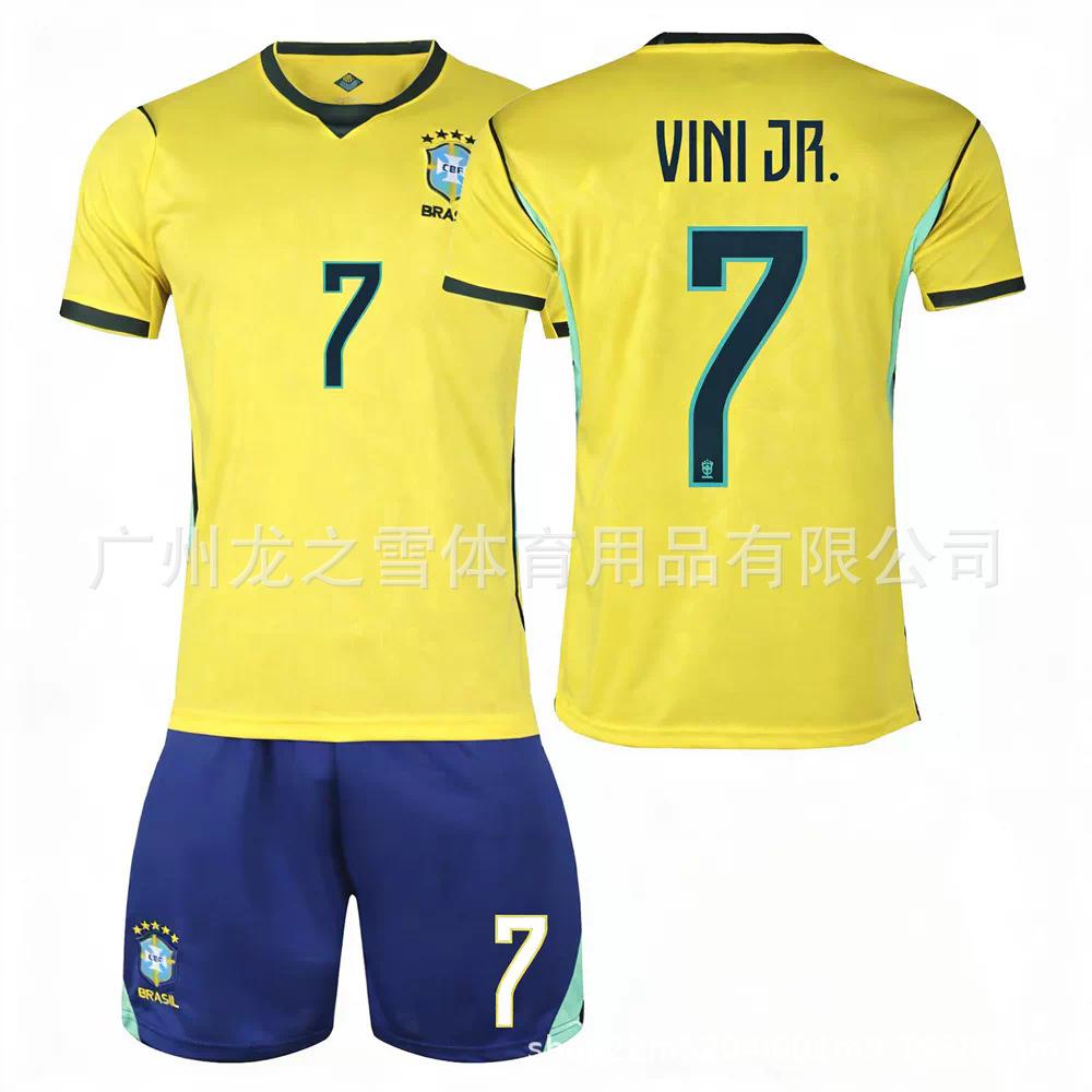 2026 World Cup Brazil home No. 7 Vinicius 10 Neymar children s adult jersey set Jersey 16