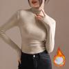 Autumn and Winter Sheepskin Semi High Neck Warm Long Sleeved SweaterWomen's Slim Fit Waist Cinching and Plush Thickened Base Shirt