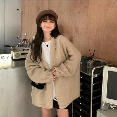 Autumn Knitted Sweater Cardigan Jacket  New Loose Fitting Autumn and Winter Outfit, Soft and Luxurious Feeling