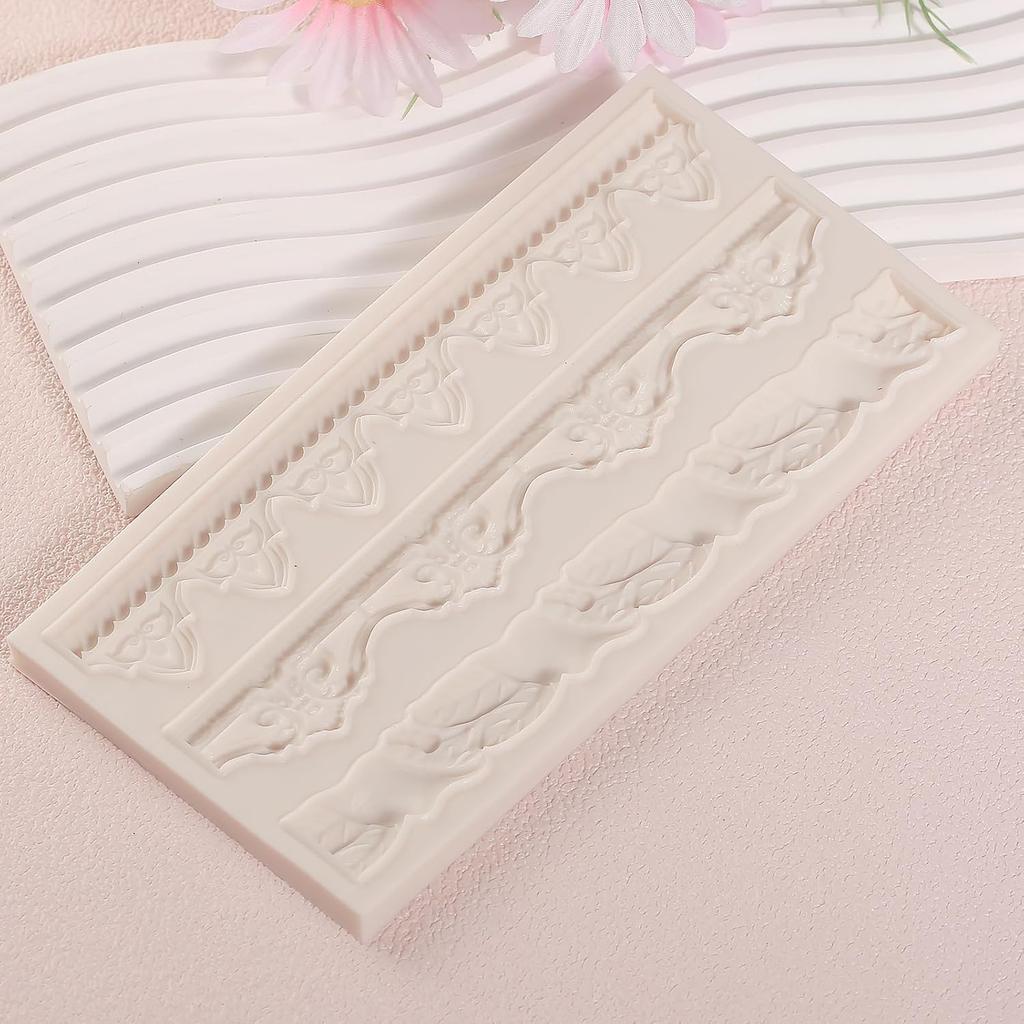 1 Pcs Baroque Cake Border Silicone Mold, Reble Cake Decoration Fondant Mold for Wedding Cupcake Toppers, Chocolate, Candy, Clay, Plaster, Resin, Home