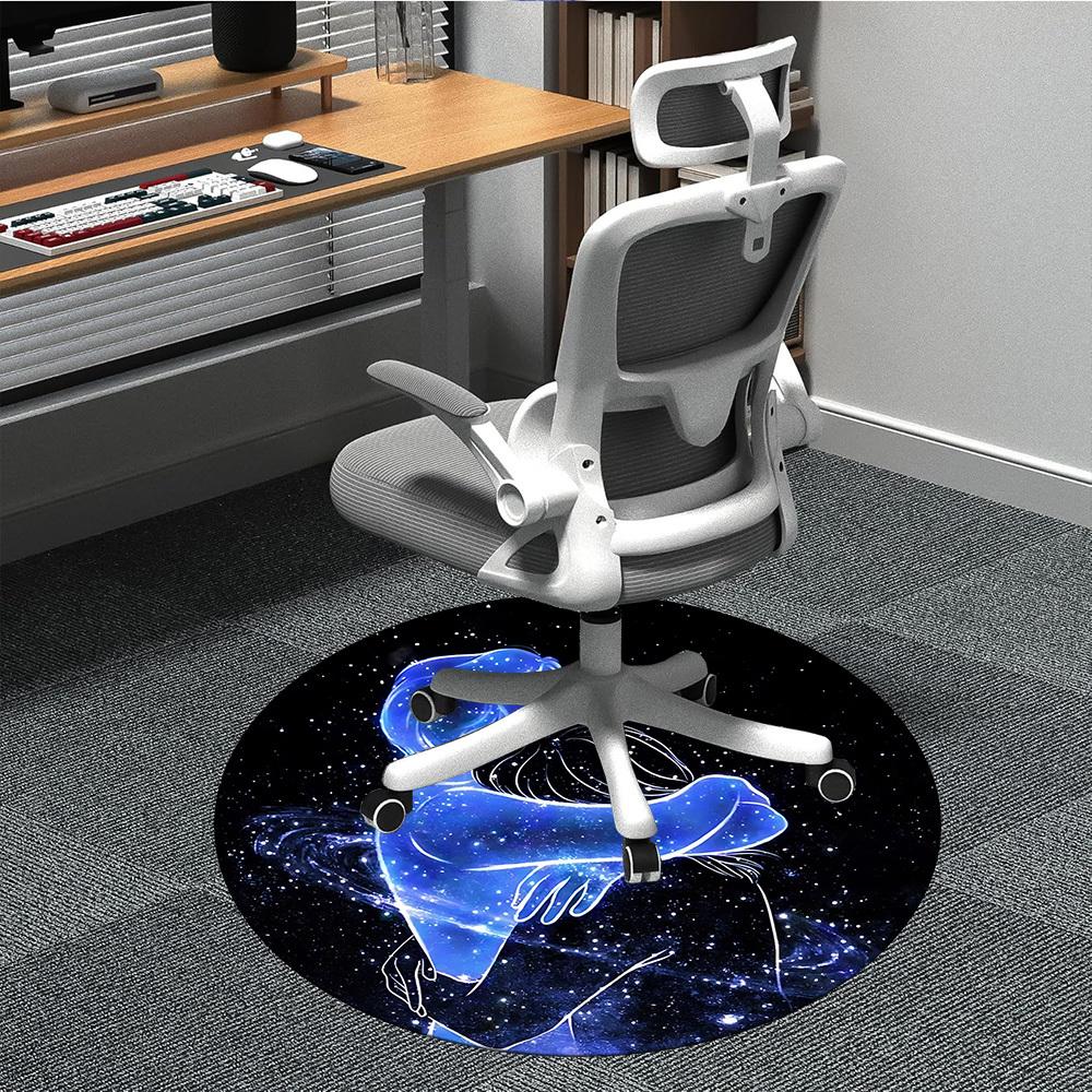 

1pc Cosmic Embrace Office Round Area Rug, Indoor Mat Suitable ForOffice, Under Office Chairs Bedroom Living Room Home Decor, Room Deco T112 80cm by 80cm