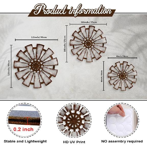 VGICH Farmhouse Wall Decor Home Sign with Wooden Windmill for O, Rustic Hanging Home Letters Decorative Art Signs for Living Room Kitchen Bedroom