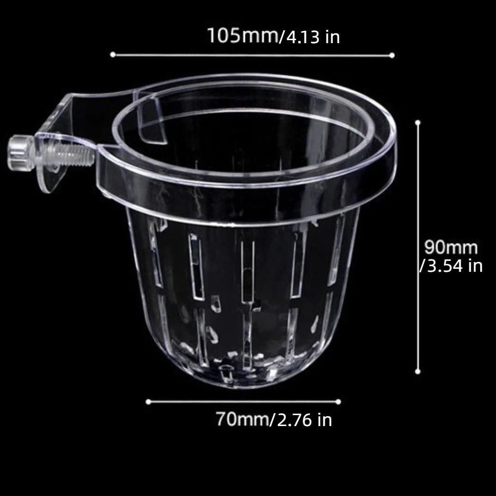 Transparent Fish Tank Grass Cup Round Hanging Aquarium Planting Basket Wall Mounted Plastic Hydroponic Support
