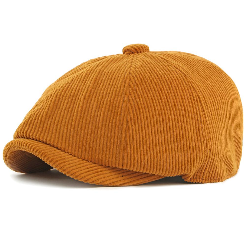 

HT5031 Berets Vintage Artist Painter Beret Hat Male Female Adjustable Flat Octagonal Cap Spring Autumn Winter Corduroy Beret Cap 56-61cm Adjustable помаранчевий