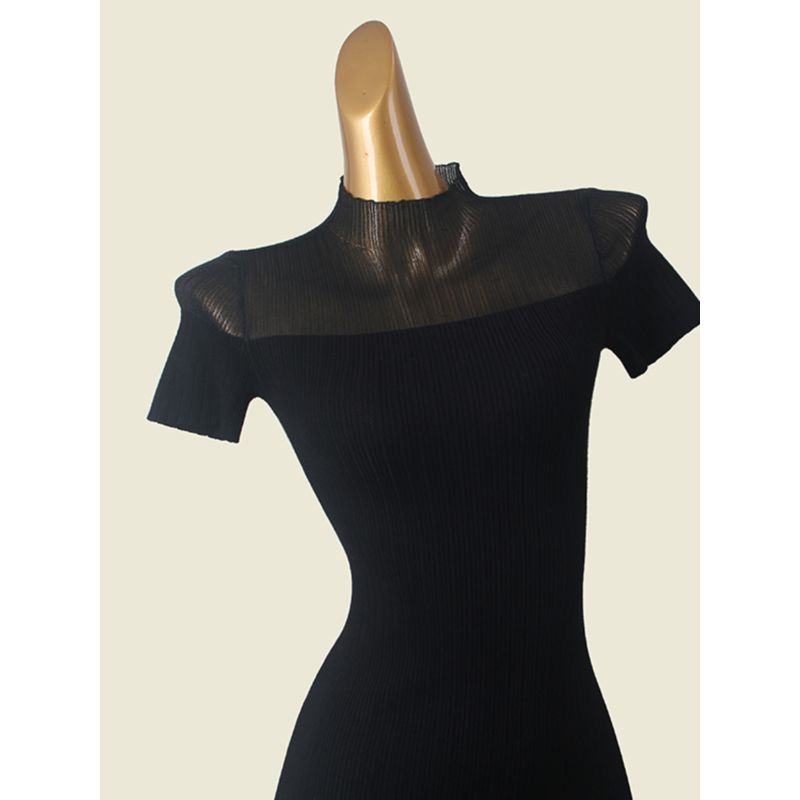 Gauze Knitting Patchwork Inner Hip Skirt Fashion Style Sexy Small Slit Export Knitted Dress