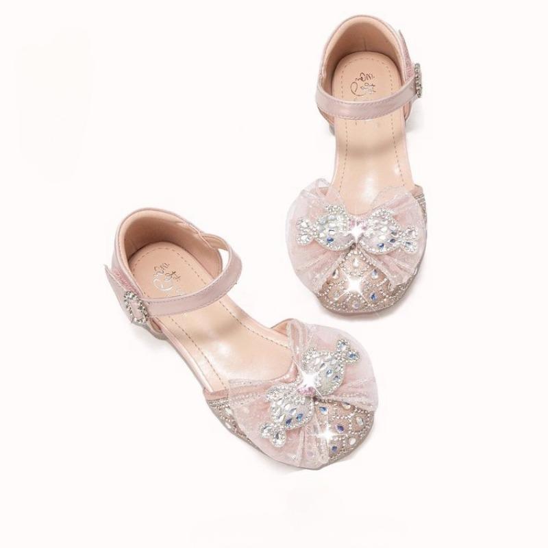 

Модные сандалии для девочек, хрустальные туфли для маленьких девочек, детские туфли принцессы, блестящие туфли для выступлений 34 розовый