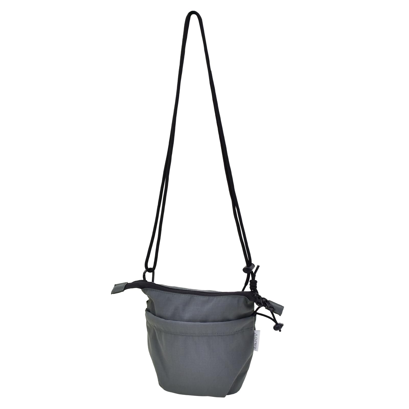 

Shoulder bag with drawstring pocket, SDP-30721, charcoal gray