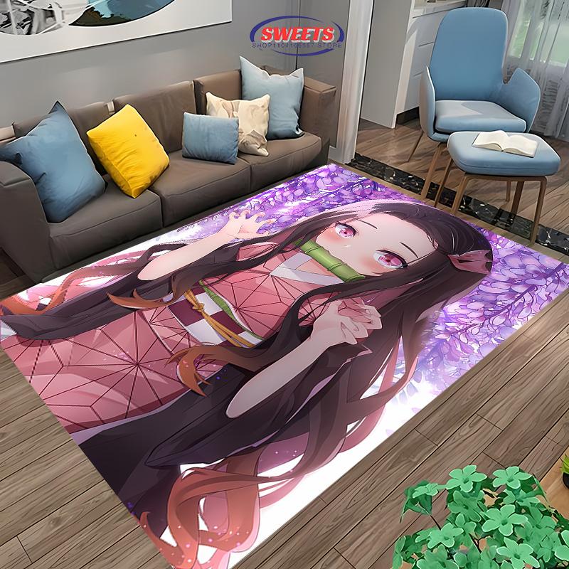 3D Printing Japan Anime Kamad0 Nezuk0 Carpet for Living Room Children's Bedroom Sofa Doormat Floor Rug Anti-slip Decor Mat Gift