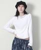 Deumakeu Semi-Crop Long Sleeve T-Shirt With Neck Stitch Point Ivory
