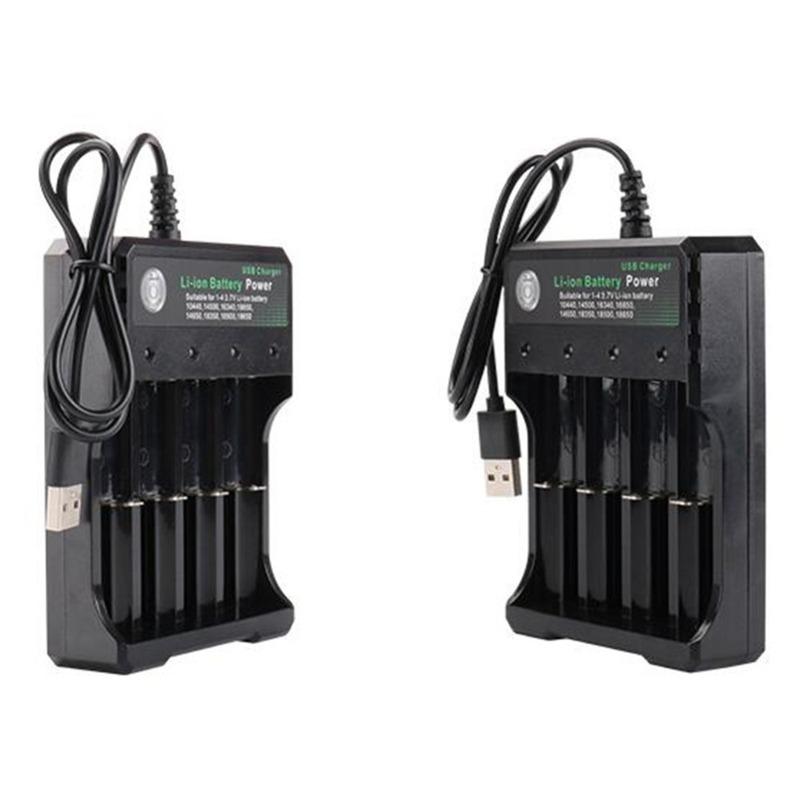 4 Slot 18650 Charger 3.7V Li-ion Battery USB Independent Charging 2X 3X 4X Portable Electronic 16340 14500 26650 Battery Charger