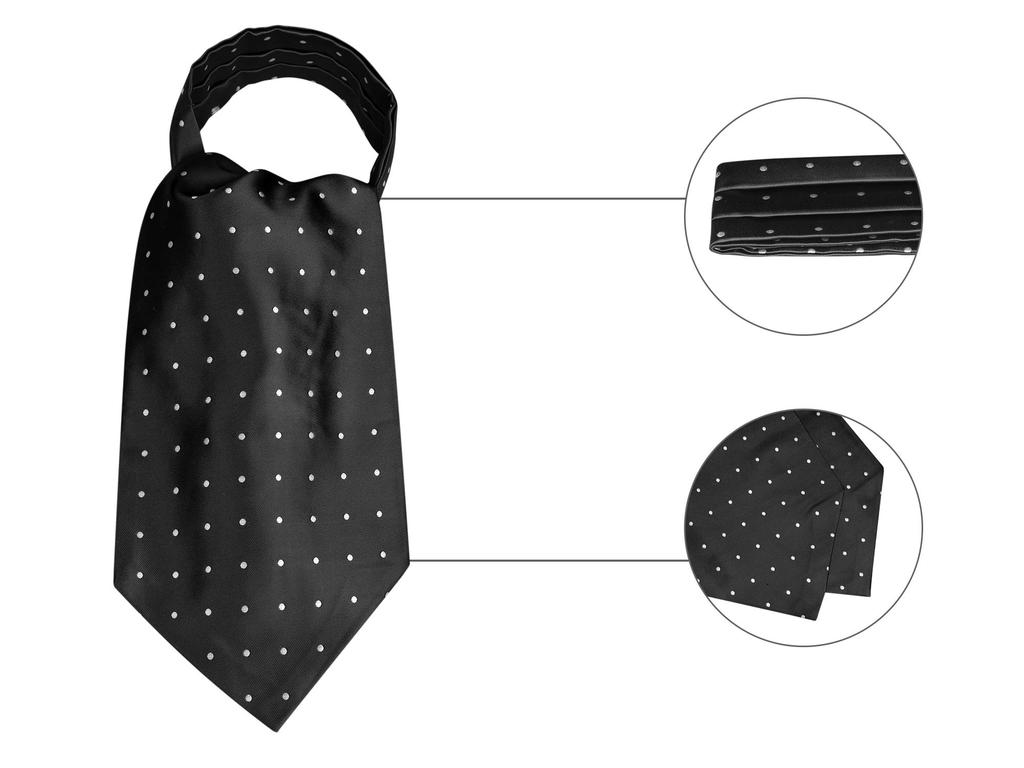 [Allegra K] Polka Dot Ascot Tie Scarf Cravat Tie Formal Party Men's Black and White Free Size