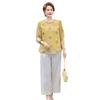 Mom's Elegant Chinese Style Two-Piece Set: Summer Fashionable Three-Quarter Sleeve Top for Middle-Aged and Elderly Women (2026).