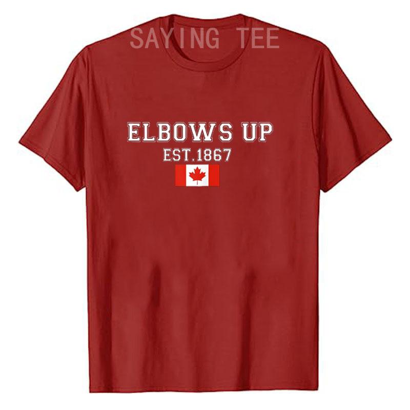 Elbows Up Canada Est 1867 Proud Canadian Strong Canada TShirt Fashion Saying Tee Summer Street Letters Printed Graphic Outfit S