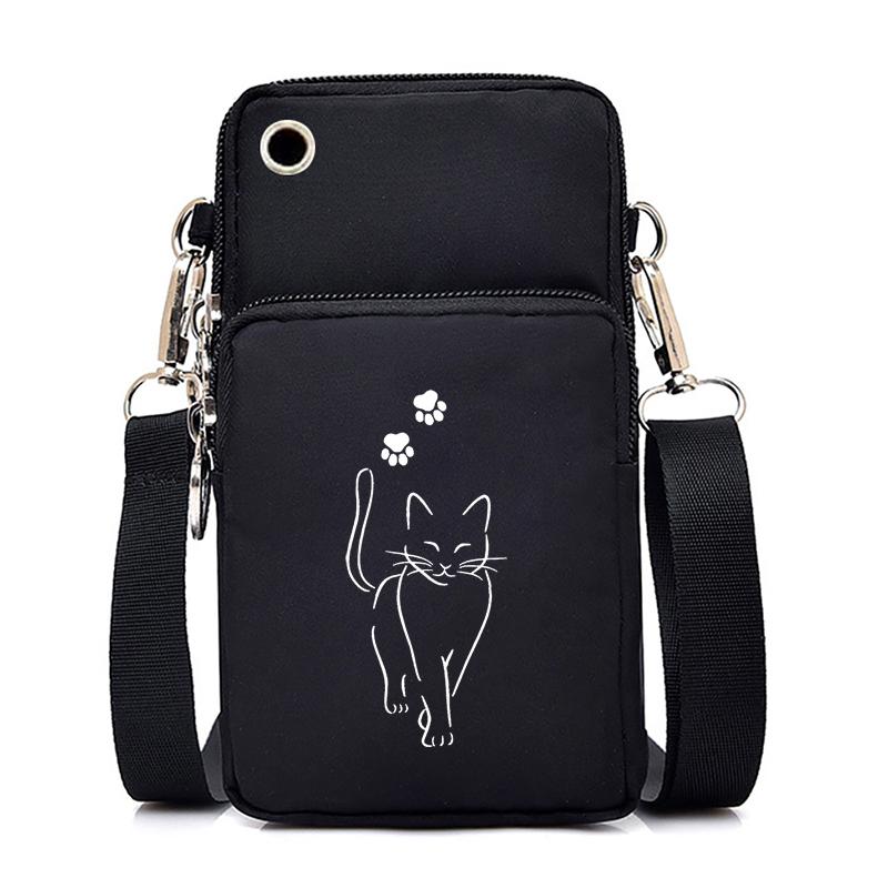 Cat and Dog Paw Print Mobile Phone Bag Small Crossbody Messenger Bag for Animal Lovers