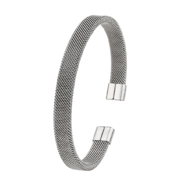 Элегантный браслет-кафф из нержавеющей стали С-образной формы с дышащей сетчатой структурой Модный унисекс браслет-кафф для взрослых