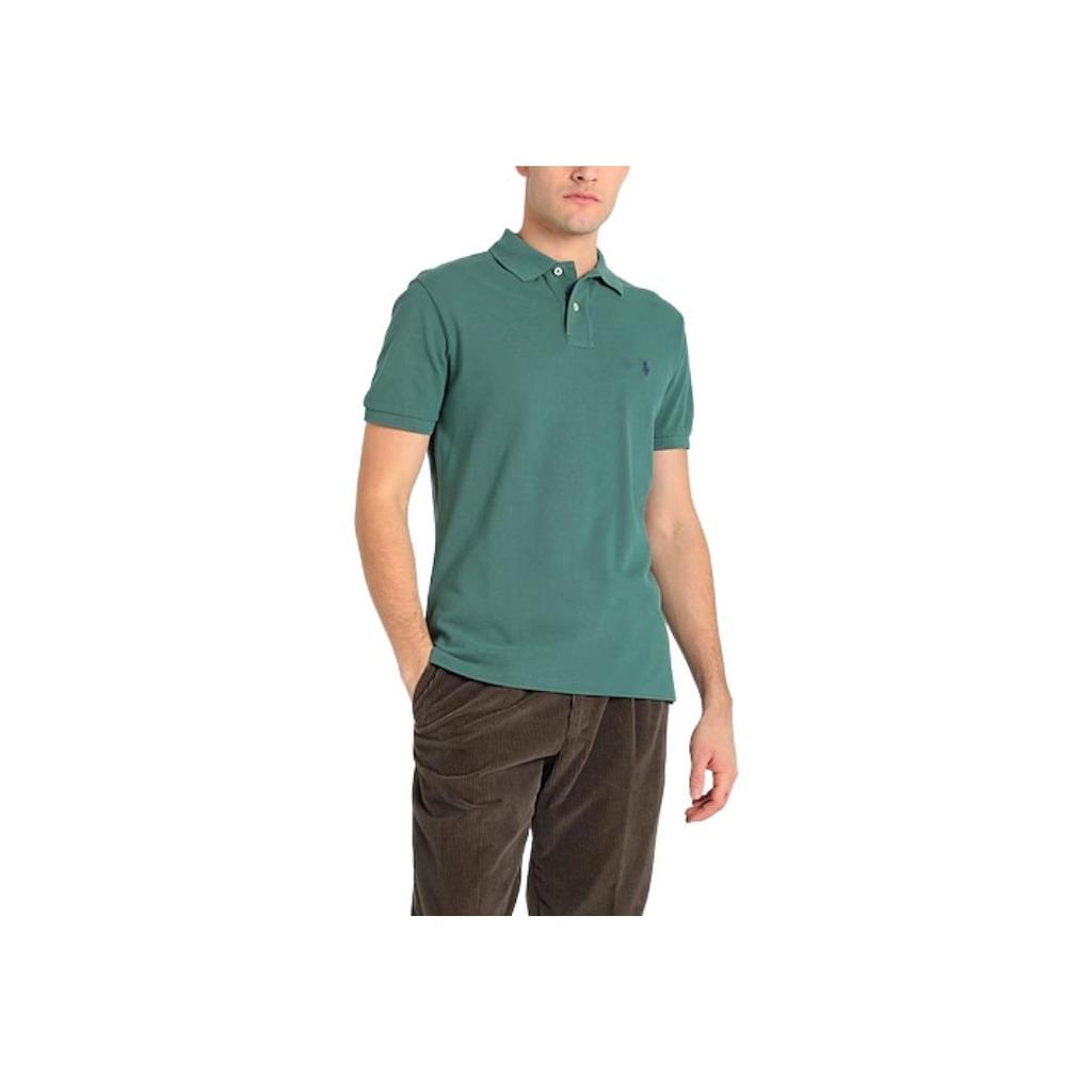 Polo Ralph Lauren Solid Color Polo Button Pullover Pattern Print Slim Fit Short Sleeve Polo Shirt Men tops Green 710680784-340