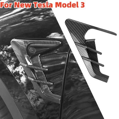 Autoaufkleber Seitenkamera-Schutzabdeckungen Flankenspoilerflügel Dekorative Schutzvorrichtungen Kohlefaser für Tesla Model 3 Highland 2024